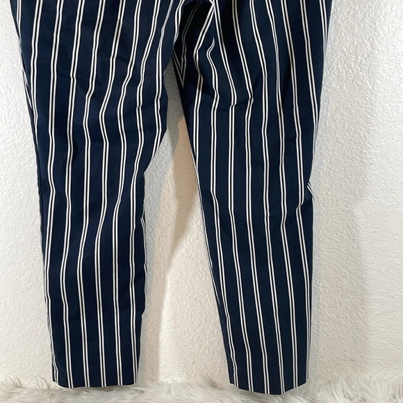 H&M Cigarette Trousers Blue & White Stripe Trousers Women’s Size 14 - Picture 7 of 10
